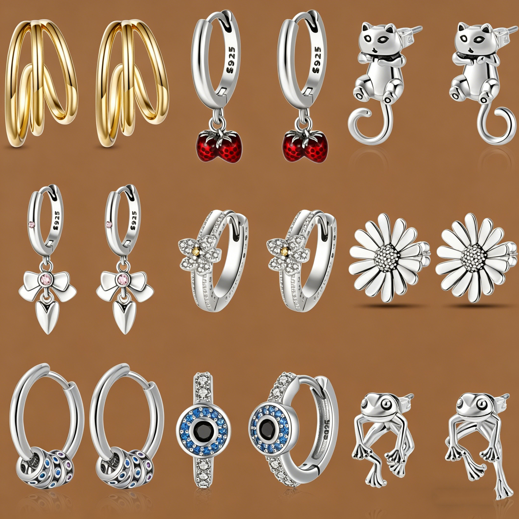 Evil Eye Bracelet - 925 Silver Earrings for Women Cute