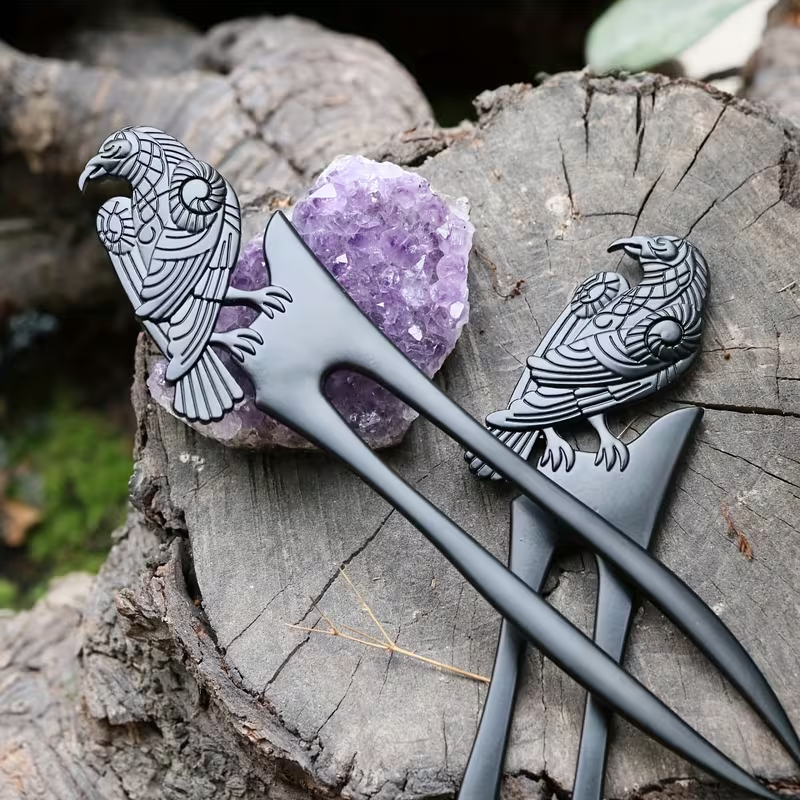 Women'S Viking Accessories - 1 vintage hairpin (with Viking Raven