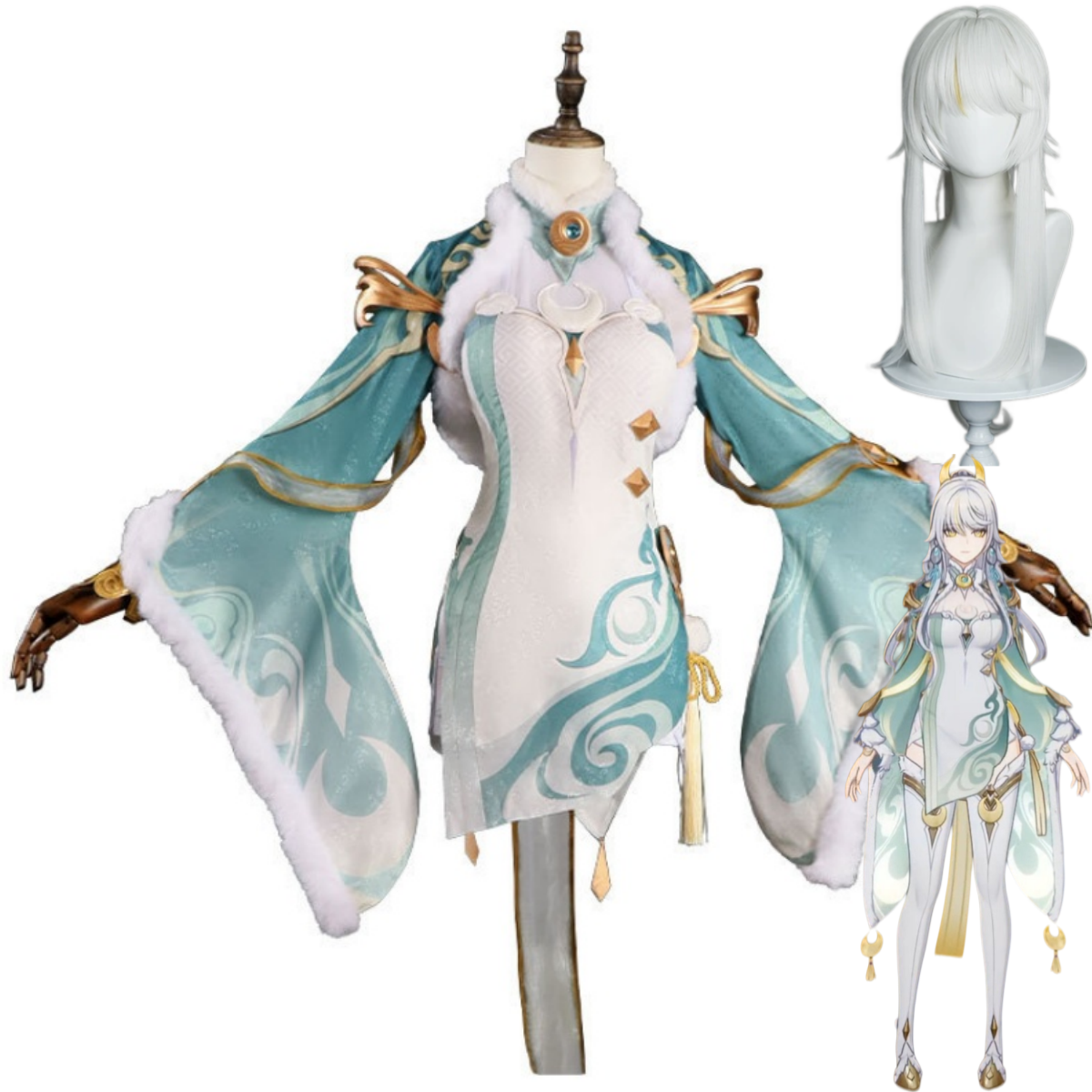 Women'S Accessories Clothing - Game Zibai Cosplay Costume Green White