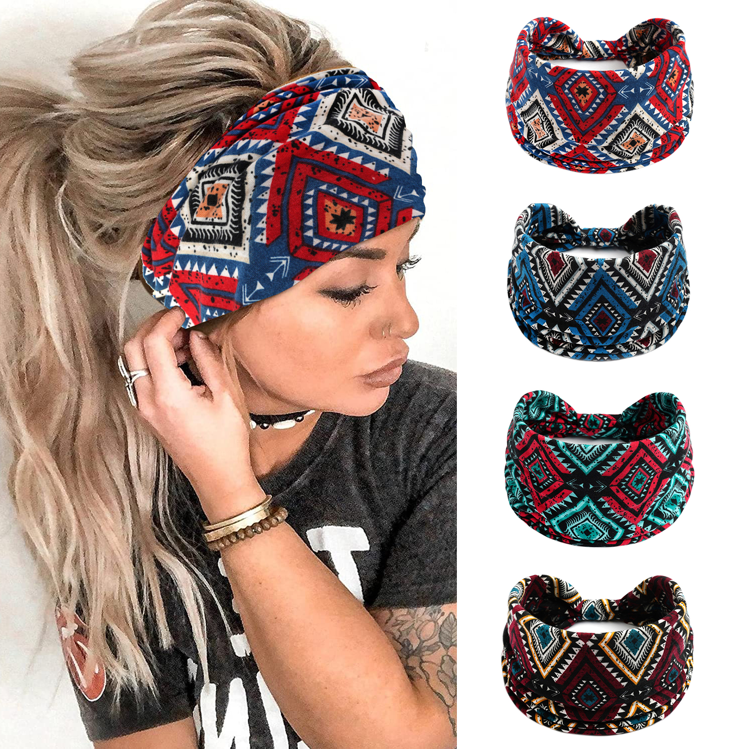 Women'S Running Accessories - Wide Boho Headbands for Women Girls