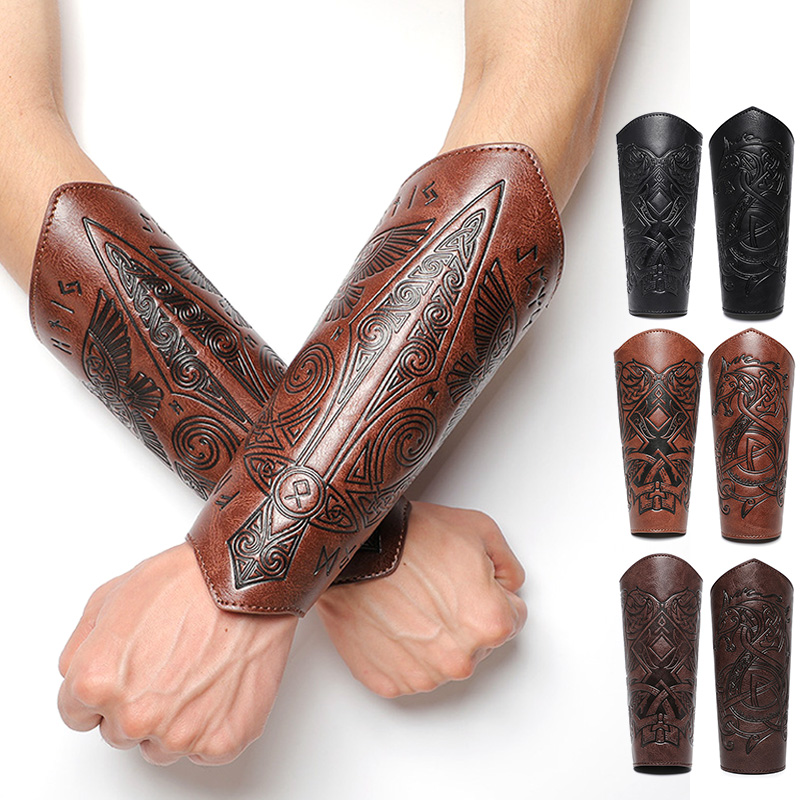 Women'S Viking Accessories - High Quality Medieval PU Leather Gauntlet