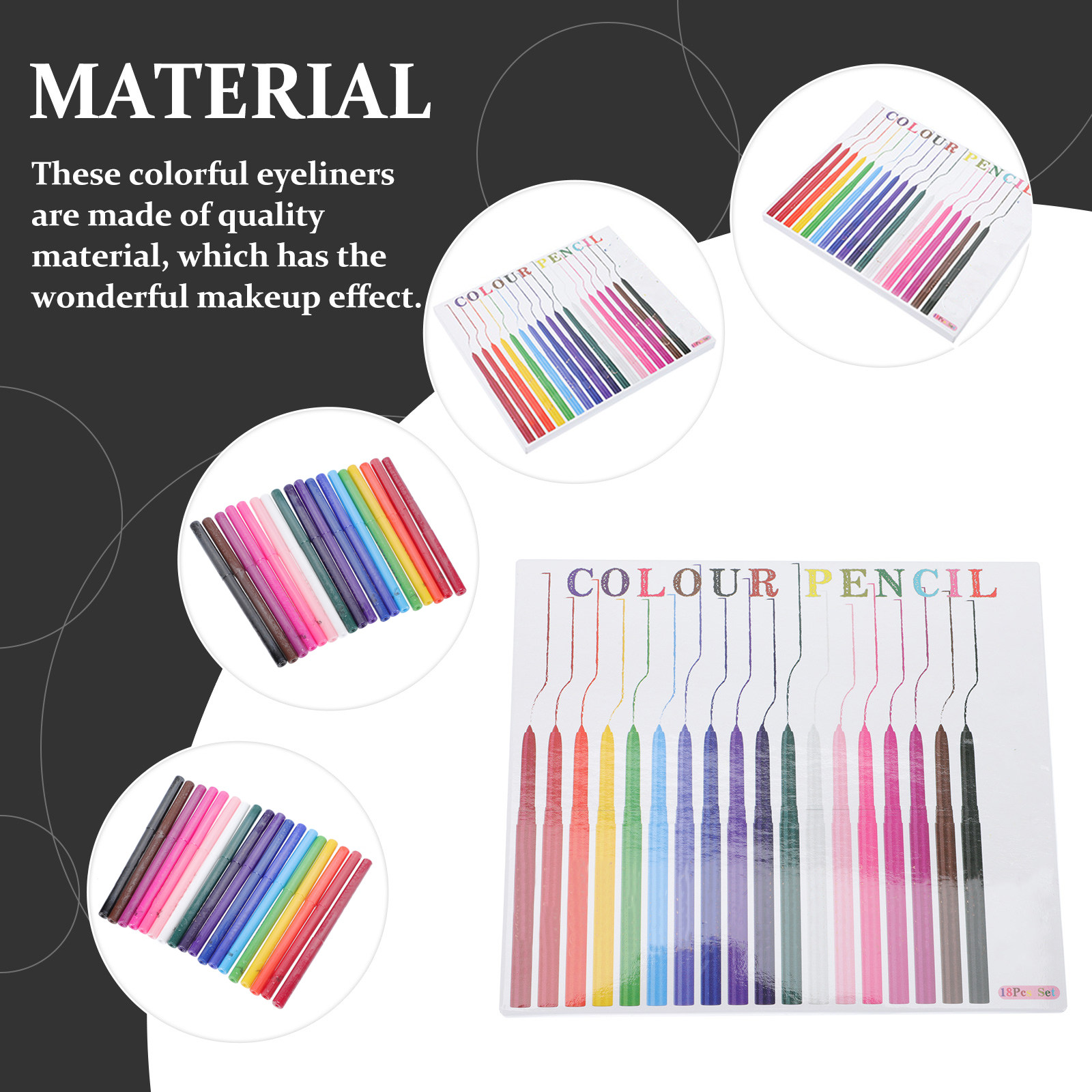 18Pcs Colorful Eyeliner Pencil - Women Accessories Drawing 评论和价格