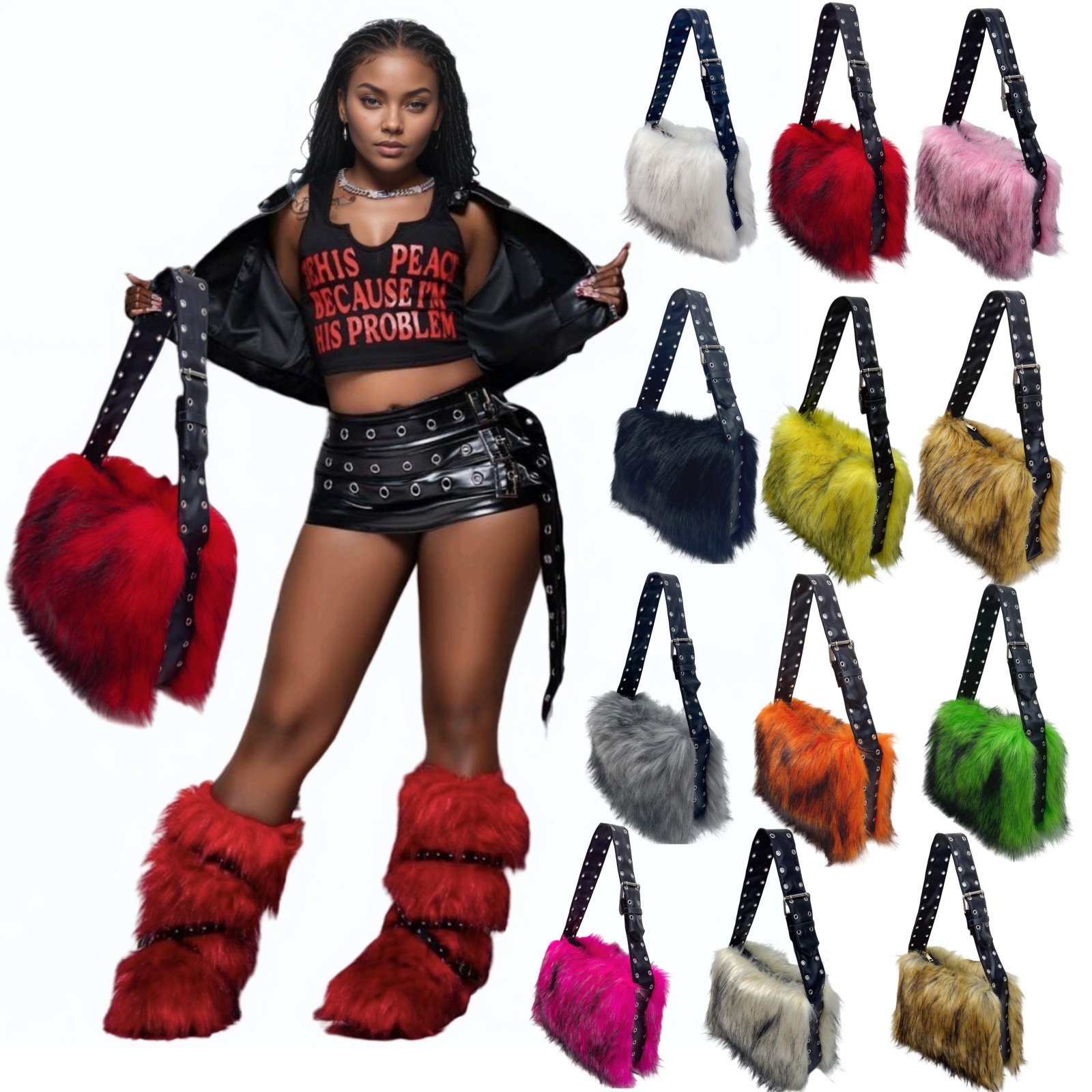 Y2K fox faux fur women's bag s - Women'S Y2K Accessories 评论和价格