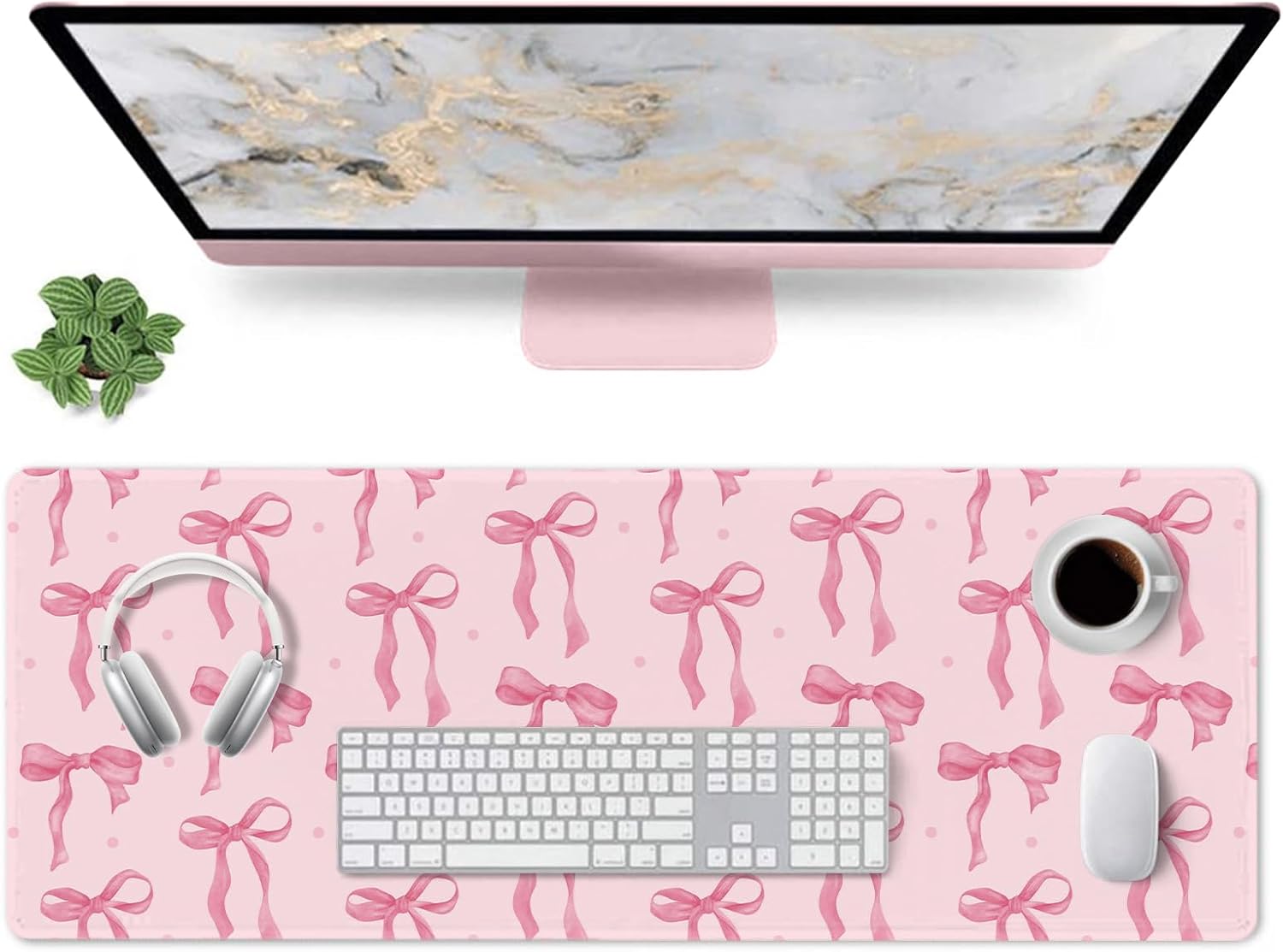 Pink Bow Desk Mat, Large Mouse - Women Accessories Images 评论和价格