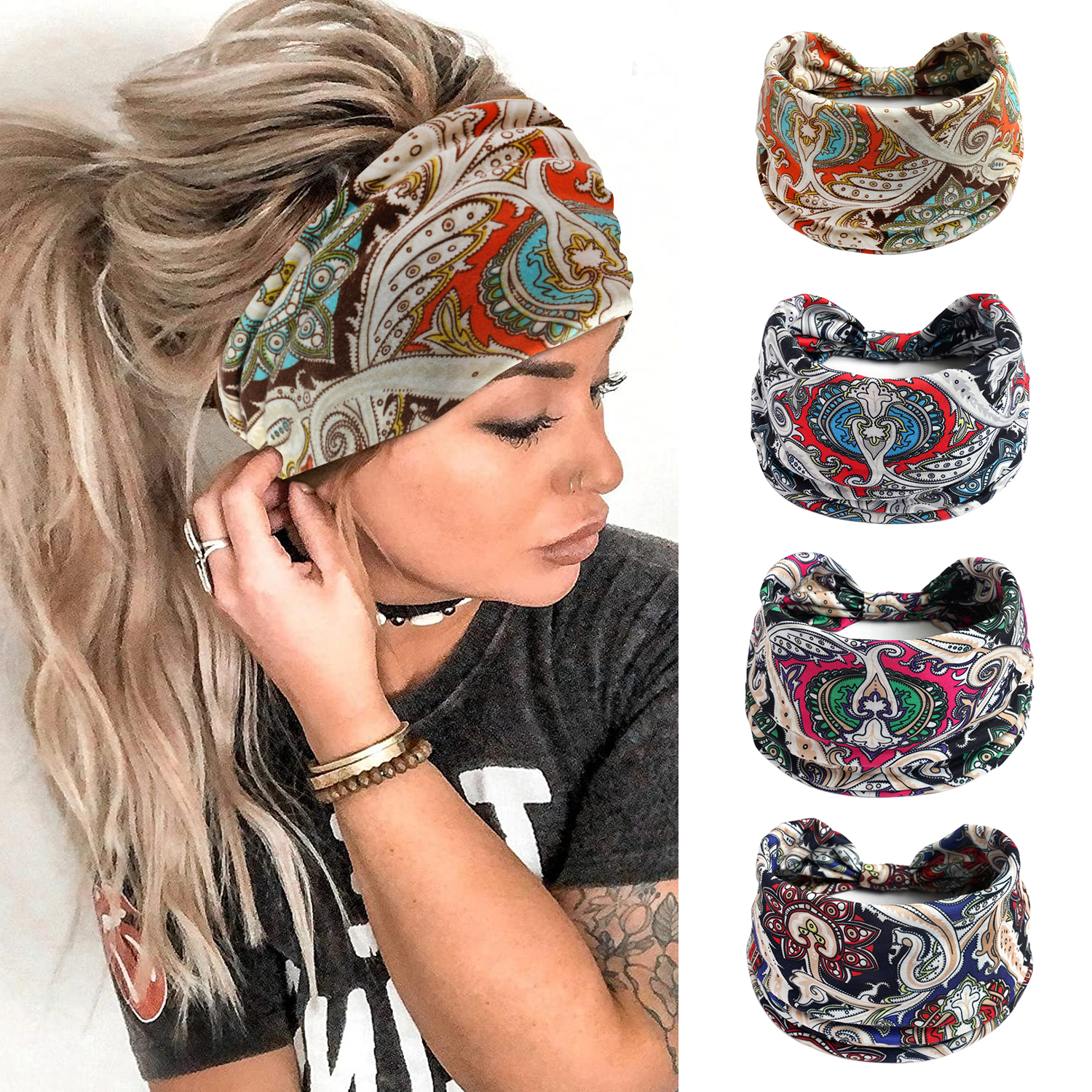 Wide Boho Headbands for Women  - Women'S Running Accessories 评论和价格