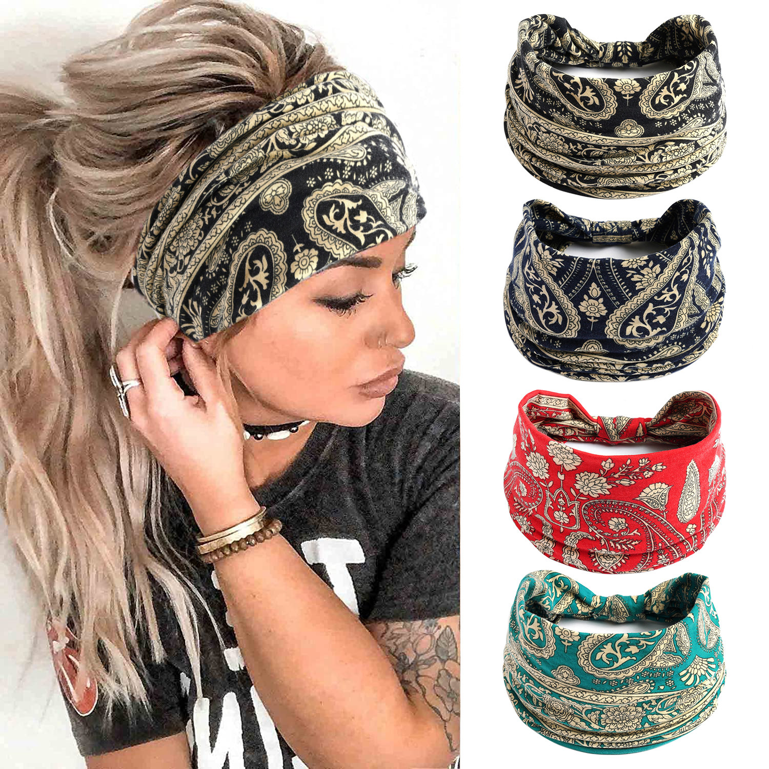 Wide Boho Headbands for Women  - Women'S Running Accessories 评论和价格