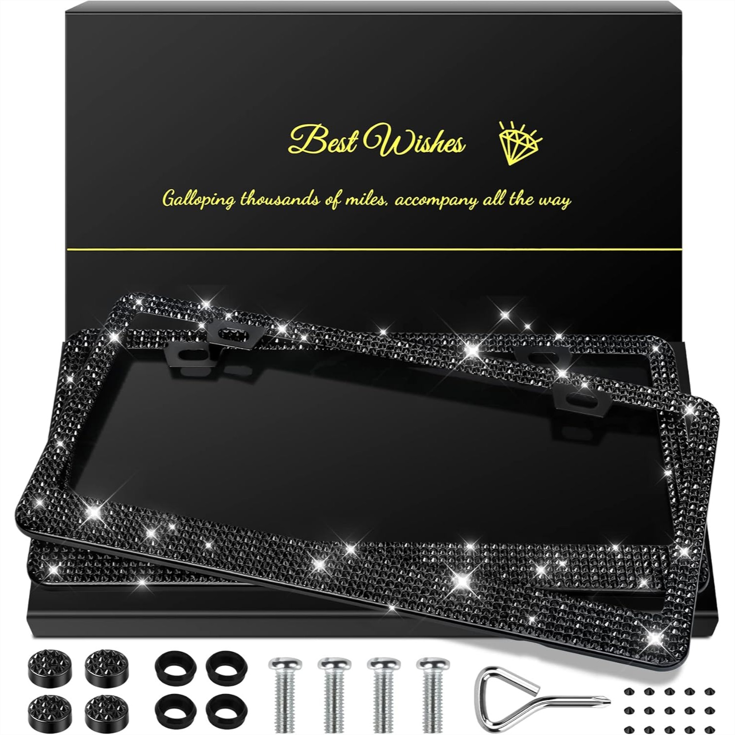 Sparkly Rhinestone License Pla - Women Accessories Images 评论和价格