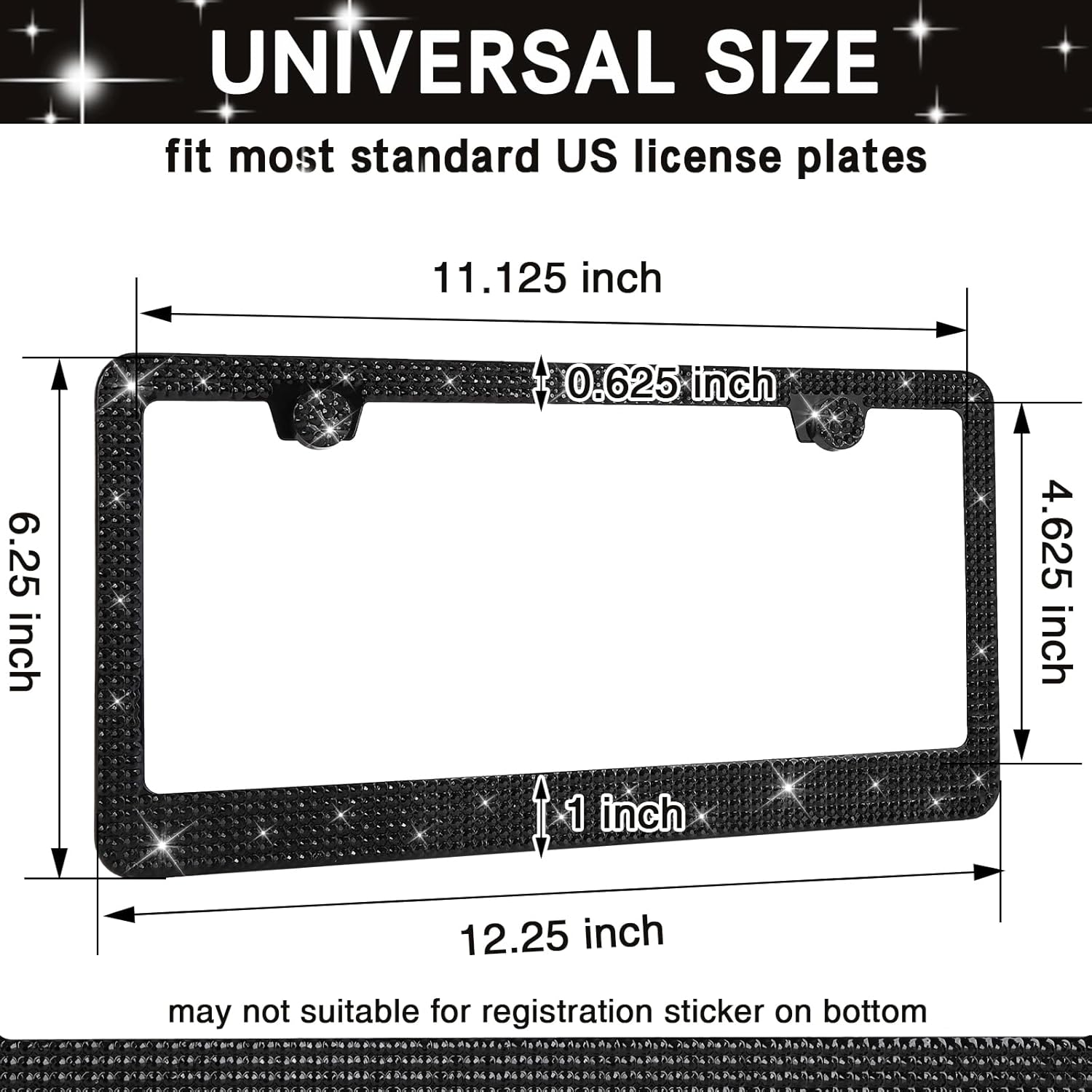2 Pack Bling License Plate Fra - Women Accessories Images 评论和价格